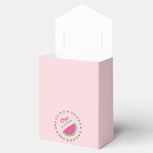 Eén op een meloen op de eerste verjaardag bedankdoosjes (Geopend)