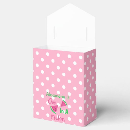 Eén op een meloen op de eerste verjaardag bedankdoosjes (Geopend)