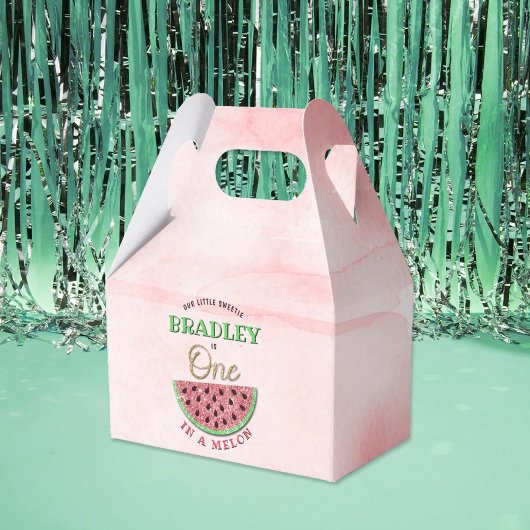 Eén op een meloen op de eerste verjaardag bedankdoosjes