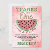 Eén op een meloen op de eerste verjaardag bedankkaart (Voorkant)