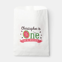 Eén op een meloen op de eerste verjaardag bedankzakje