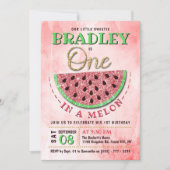 Eén op een meloen op de eerste verjaardag kaart (Voorkant)