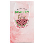 Eén op een meloen op de eerste verjaardag klein cadeauzakje (Achterkant)