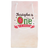 Eén op een meloen op de eerste verjaardag klein cadeauzakje (Voorkant)