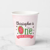 Eén op een meloen op de eerste verjaardag papieren bekers (Achterkant)