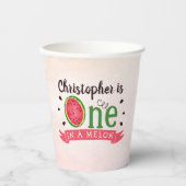 Eén op een meloen op de eerste verjaardag papieren bekers (Voorkant)