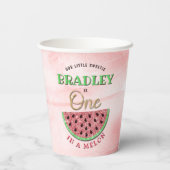 Eén op een meloen op de eerste verjaardag papieren bekers (Achterkant)