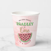 Eén op een meloen op de eerste verjaardag papieren bekers (Voorkant)