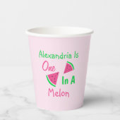 Eén op een meloen op de eerste verjaardag papieren bekers (Voorkant)