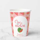 Eén op een meloen op de eerste verjaardag papieren bekers (Achterkant)