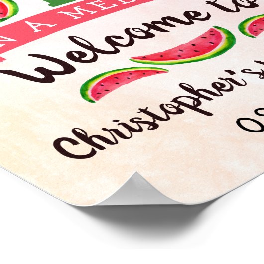 Een op een meloen op de eerste verjaardag poster (Hoek)