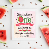 Een op een meloen op de eerste verjaardag poster