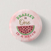 Eén op een meloen op de eerste verjaardag ronde button 3,2 cm (Voorkant)