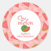 Eén op een meloen op de eerste verjaardag ronde sticker (Voorkant)