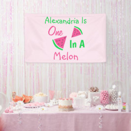Eén op een meloen op de eerste verjaardag spandoek