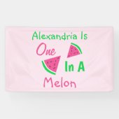 Eén op een meloen op de eerste verjaardag spandoek (Horizontaal)