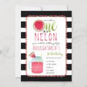 Een op een meloensmeloen na de eerste verjaardag magnetische uitnodiging (Voorkant)