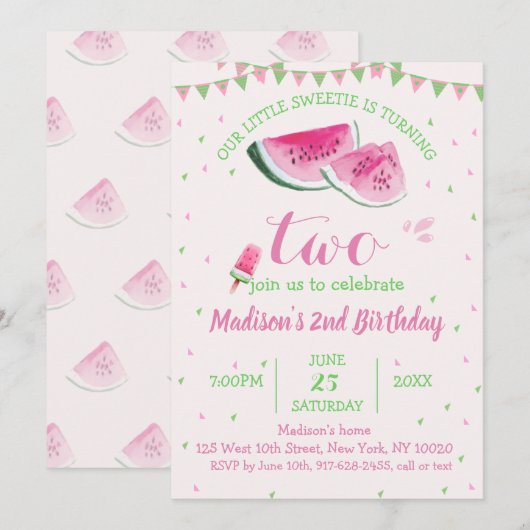 Eén op een meloensmeloen tweede verjaardag kaart (Voorkant / Achterkant)