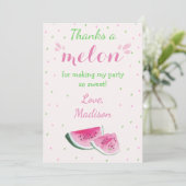 Een op een meloensmeloen voor de eerste verjaardag bedankkaart (Staand voorkant)