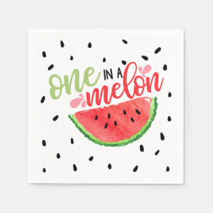 Eén op een Melon Birthday Napkin - Rood Servet