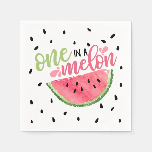Eén op een Melon Birthday Napkin Servet (Voorkant)