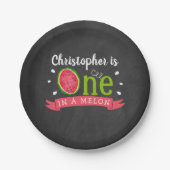 Eén op een Melon Chalkboard op de eerste verjaarda Papieren Bordje (Voorkant)