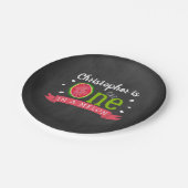 Eén op een Melon Chalkboard op de eerste verjaarda Papieren Bordje (Gekanteld)