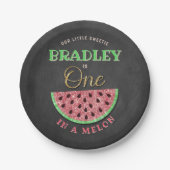 Eén op een Melon Chalkboard op de eerste verjaarda Papieren Bordje (Voorkant)