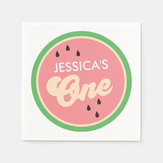 Een op een Melon First Birthday Cocktail Napkins Servet (Voorkant)