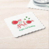 Eén op een Melon First Birthday Kartonnen Onderzetters (Gebogen)