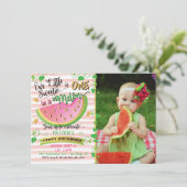 Eén op een Melon first Birthday Party met foto Kaart (Staand voorkant)