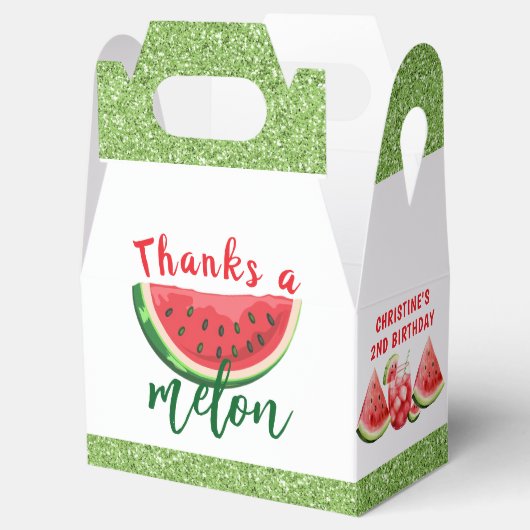 Eén op een Melon Glitter Watermelon Eerste Dag Bedankdoosjes (Geopend)