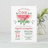 Eén op een Melon Glitter Watermelon Eerste Dag Kaart (Staand voorkant)