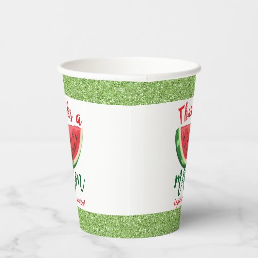 Eén op een Melon Glitter Watermelon Eerste Dag Papieren Bekers (Rechts)