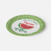 Eén op een Melon Glitter Watermelon Eerste Dag Papieren Bordje (Gekanteld)