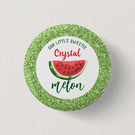Eén op een Melon Glitter Watermelon Eerste Dag Ronde Button 3,2 Cm (Voorkant)