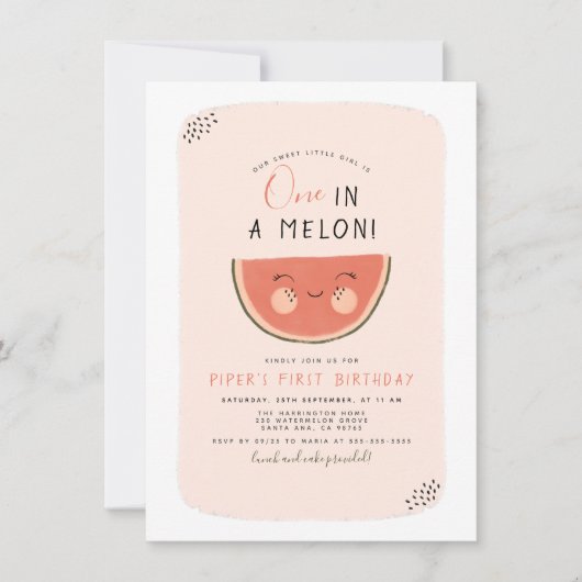 Een op een Melon Little Sweetie First Birthday par Kaart (Voorkant)