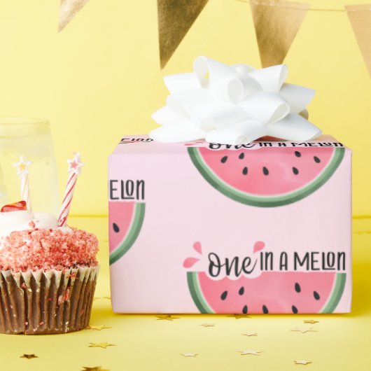 Eén op een Melon Watermeloen Birthday Wrapping Pap Cadeaupapier (Verjaardagsfeest)
