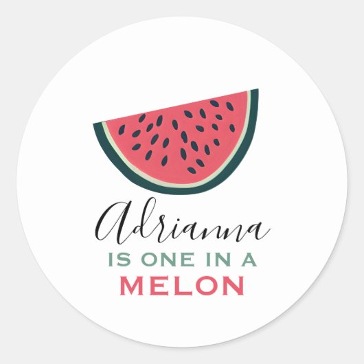 Eén op een Melon Watermeloen op maat van de dag Ronde Sticker (Voorkant)