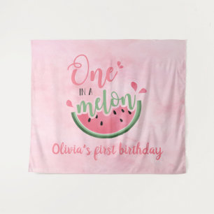 Eén op een Melon watermeloen waterverf op de eerst Wandkleed