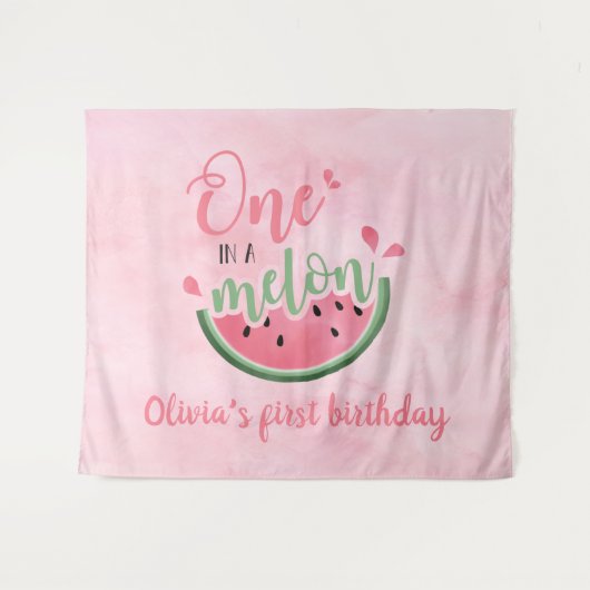 Eén op een Melon watermeloen waterverf op de eerst Wandkleed (Voorkant (horizontaal))