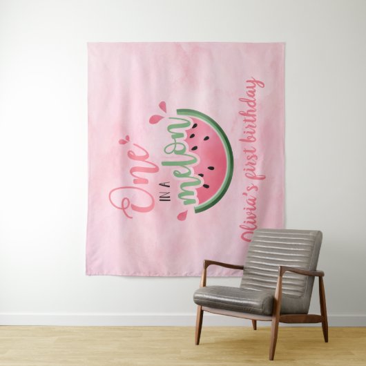 Eén op een Melon watermeloen waterverf op de eerst Wandkleed (In situ)