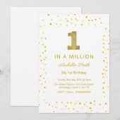 Eén op een miljoen, 1e verjaardagsuitnodiging baby kaart (Voorkant / Achterkant)