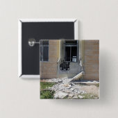 Een op een raket geprojecteerde renade vierkante button 5,1 cm (Voorkant /achterkant)