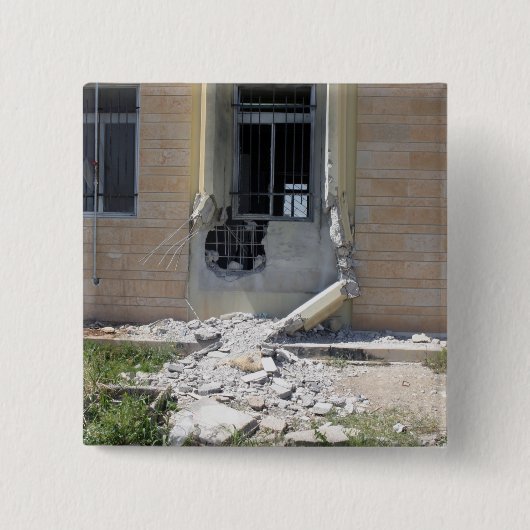 Een op een raket geprojecteerde renade vierkante button 5,1 cm (Voorkant)