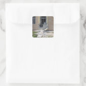 Een op een raket geprojecteerde renade vierkante sticker (Tas)