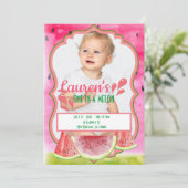 Eén op een uitnodiging voor een Melon Birthday (Staand voorkant)