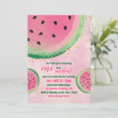 Eén op een watermeloen Baby-uitnodiging Kaart (Staand voorkant)