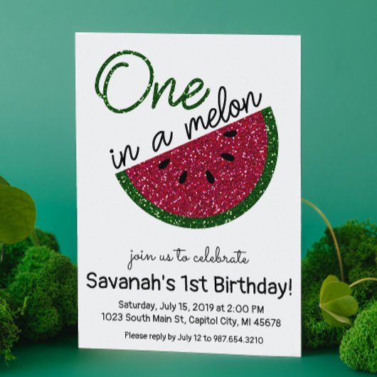Een op Melon First Birthday party watermeloen Kaart