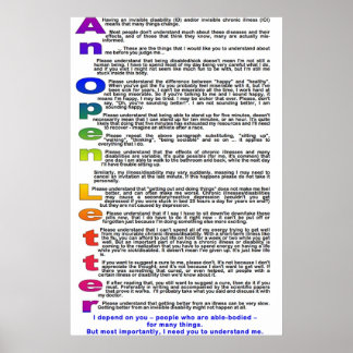 Een open brief aan mensen zonder chronische ziekte poster